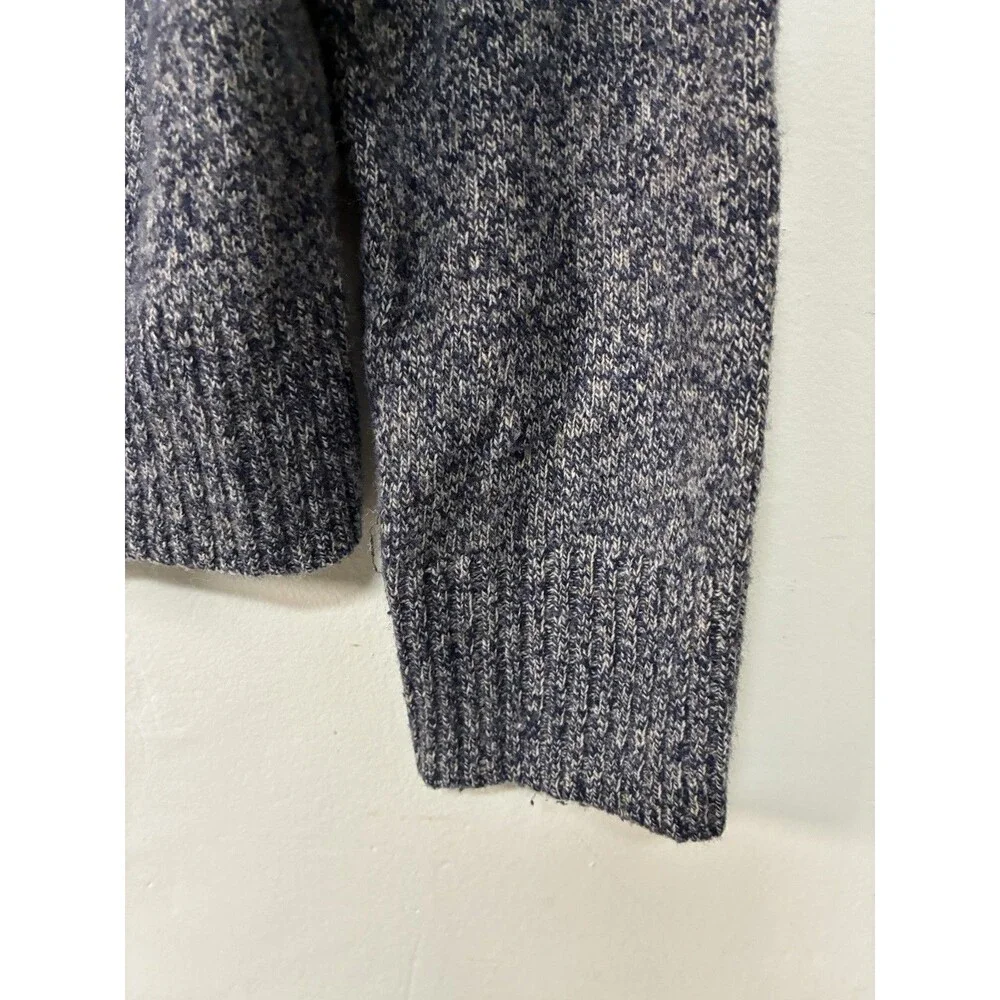 J Crew Sweater Men’s Large Rugged Marino Blue Gray Knit Pullover Casual Preppy